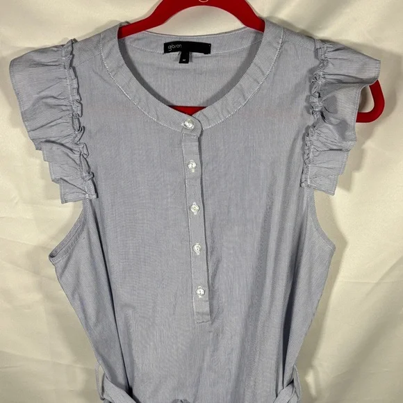 Gibon Women's Blue Ruffle Sleeve Dress SZ L - Picture 2 of 9